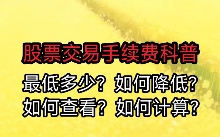 股票交易手续费低的证券公司科普,不知道在哪里查询和计算费率,如何调整,包含哪些手续费的可以看下.哔哩哔哩bilibili