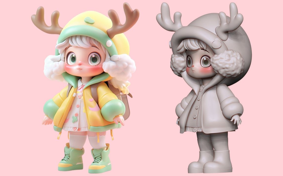 【zbrush雕刻】可爱q版手办模型雕刻,零基础3d角色建模教学