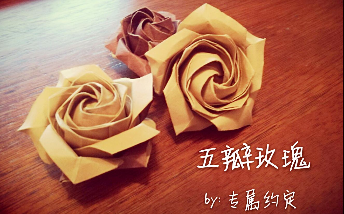 折纸佐藤玫瑰绽放的五瓣玫瑰