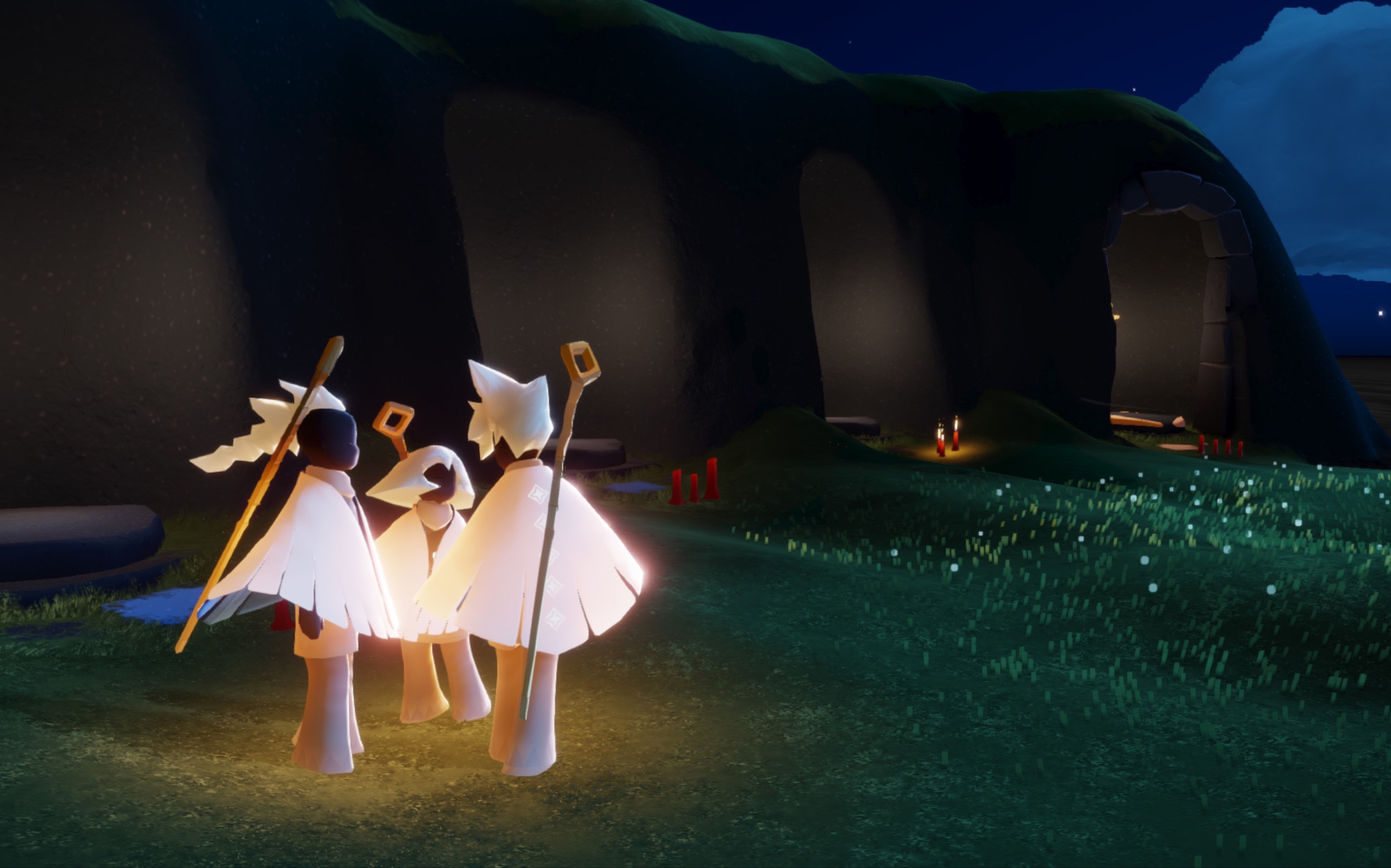 sky光遇霞谷墓土三巨头相约耍帅成功了吗