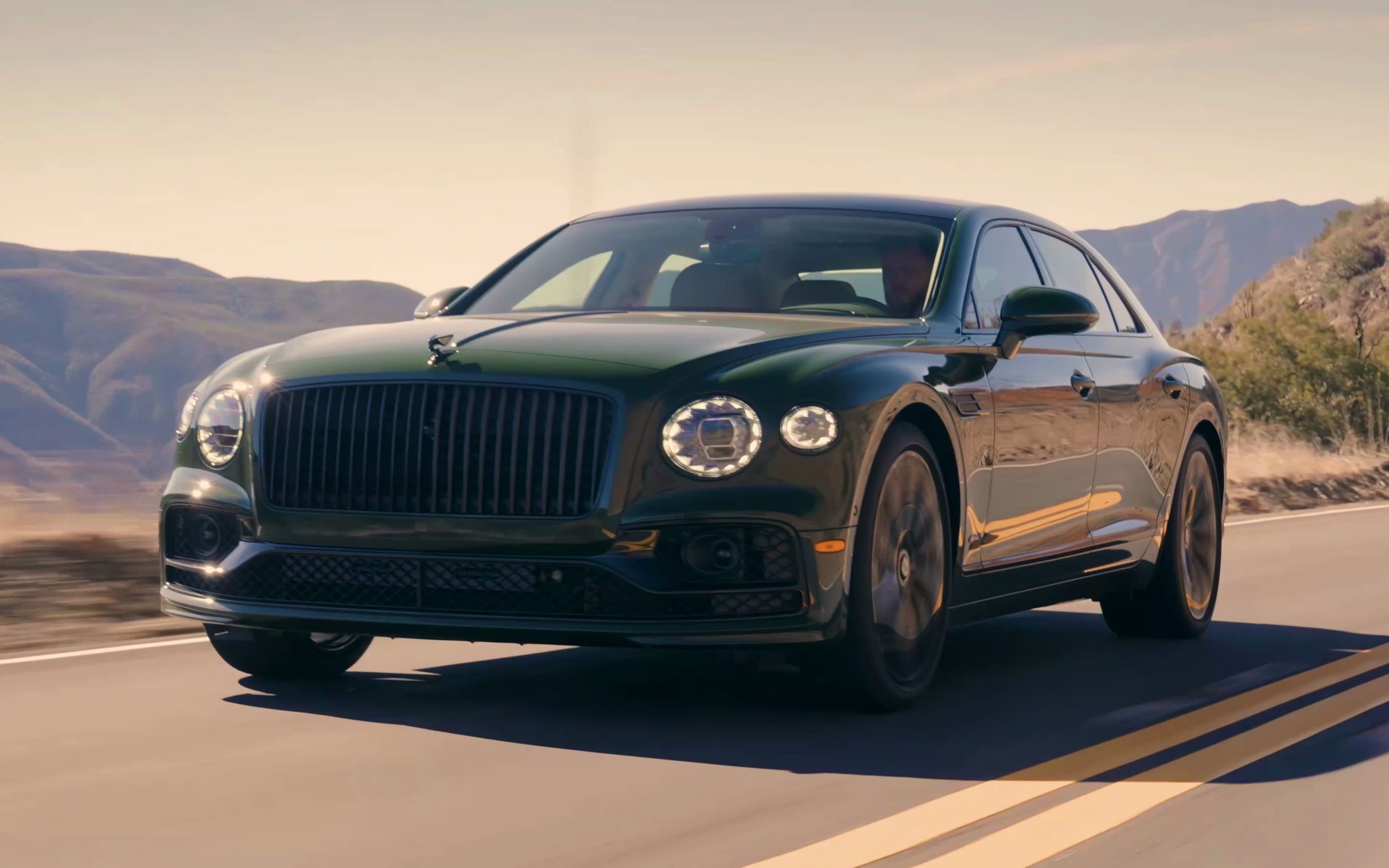 宾利 飞驰插混 绿 洛杉矶 bentley flying spur hybrid green la -4k