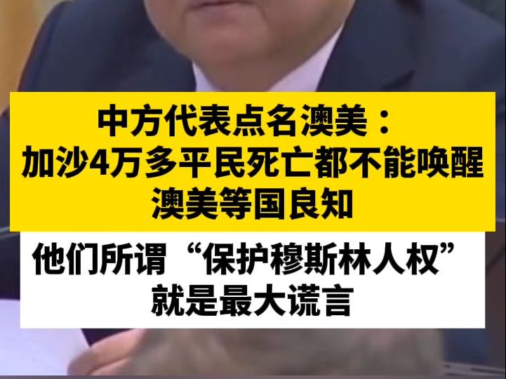 中方代表点名澳美 :加沙4万多平民死亡都不能唤醒澳美等国良知,他们所谓“保护穆斯林人权”就是最大谎言哔哩哔哩bilibili