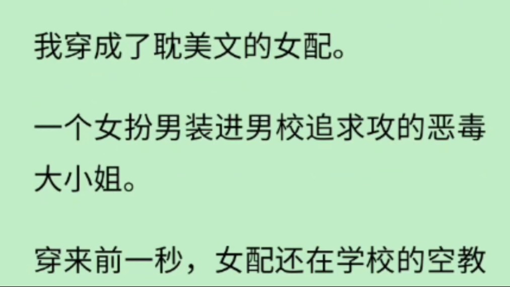 [图]【完+大女主】我穿成了耽美文的女配。一个女扮男装进男校追求攻的恶毒大小姐。穿来前一秒，女配还在学校的空教室堵着受，撸起袖子打算揍他一顿给个教训。下一秒……………