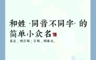 和姓“同音不同字”的简单小众名,喜欢记得收藏起来了!哔哩哔哩bilibili