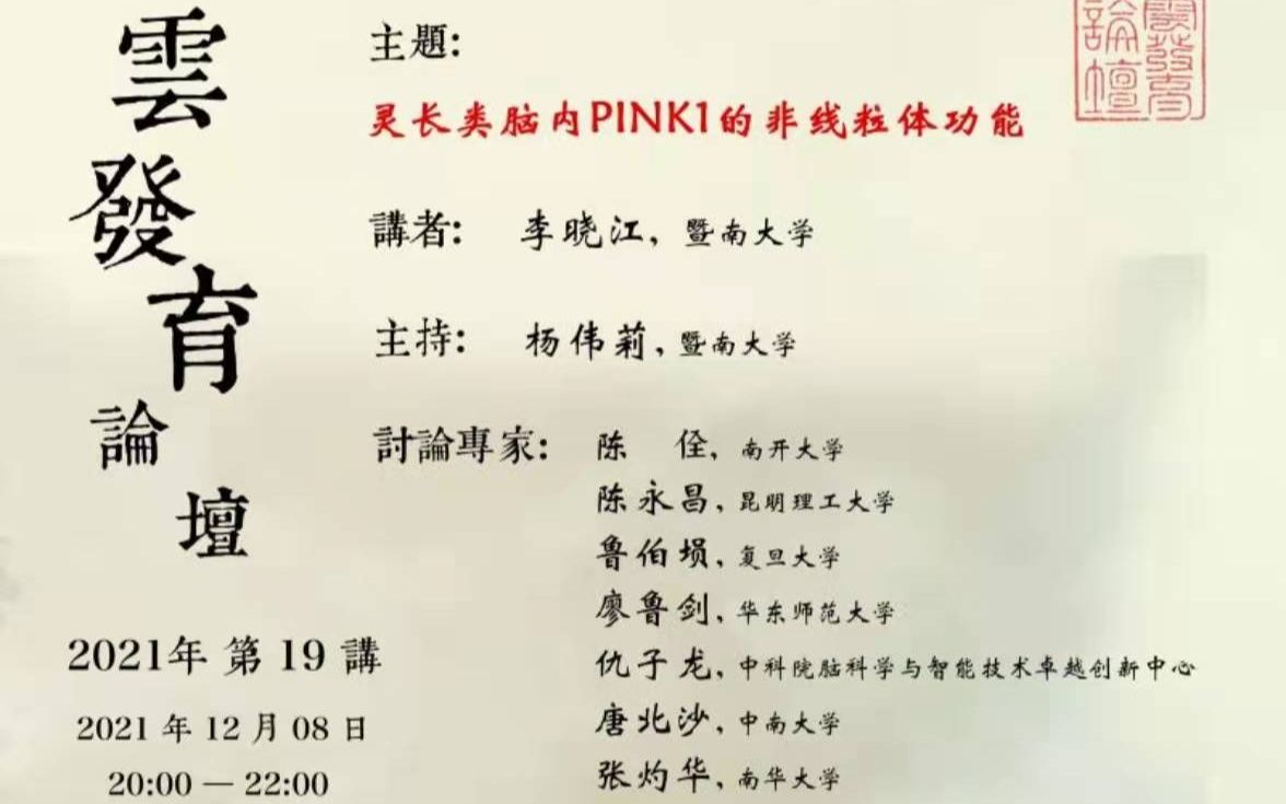 20211208第19讲灵长类脑内PINK1的非线粒体功能(下)哔哩哔哩bilibili