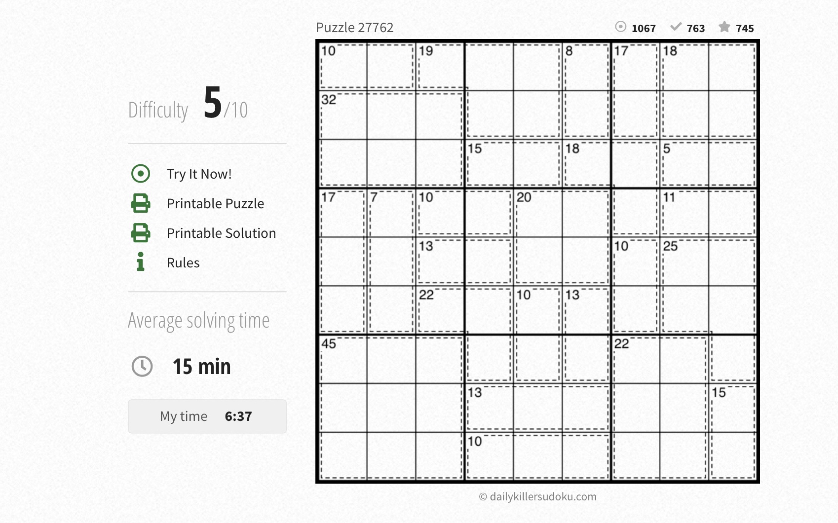 【牧哥哥】杀手数独5级,puzzle 27762