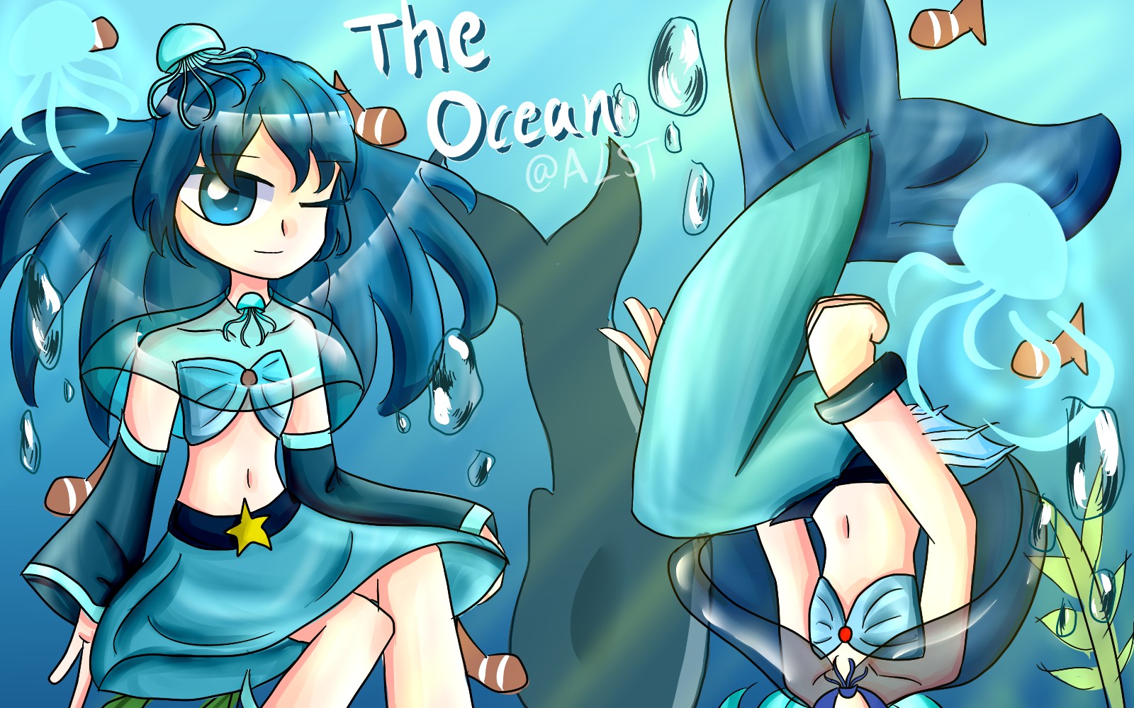 【板绘】跳舞的线拟人——海洋the ocean
