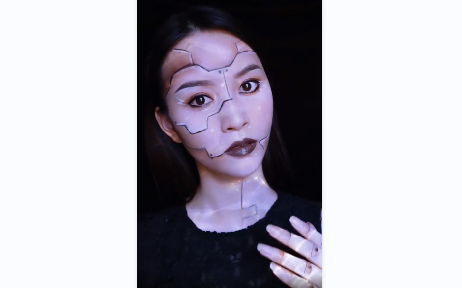 化个创意未来感机械妆,赛博朋克
