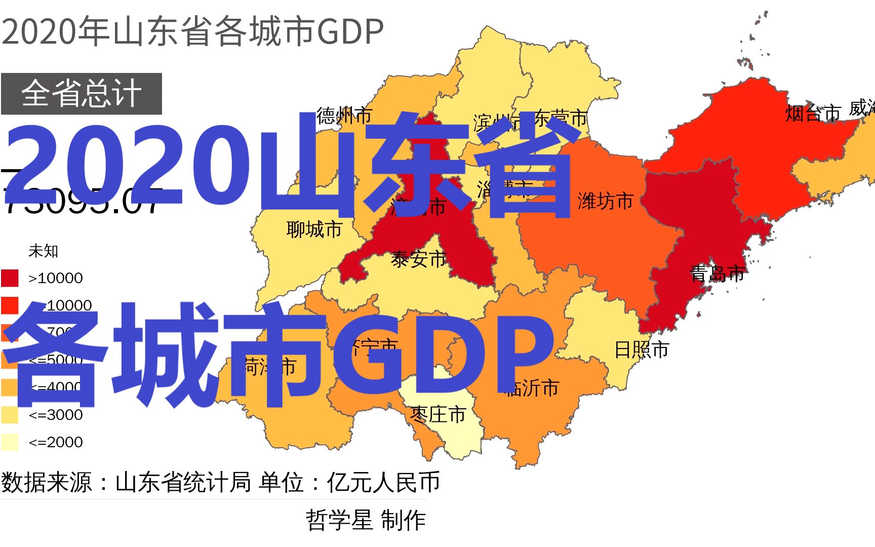 【數據可視化】2020年山東省各城市gdp