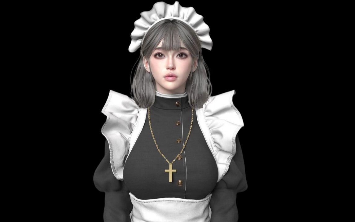 maya黑丝女仆姐姐3d写实女性角色次世代模型制作