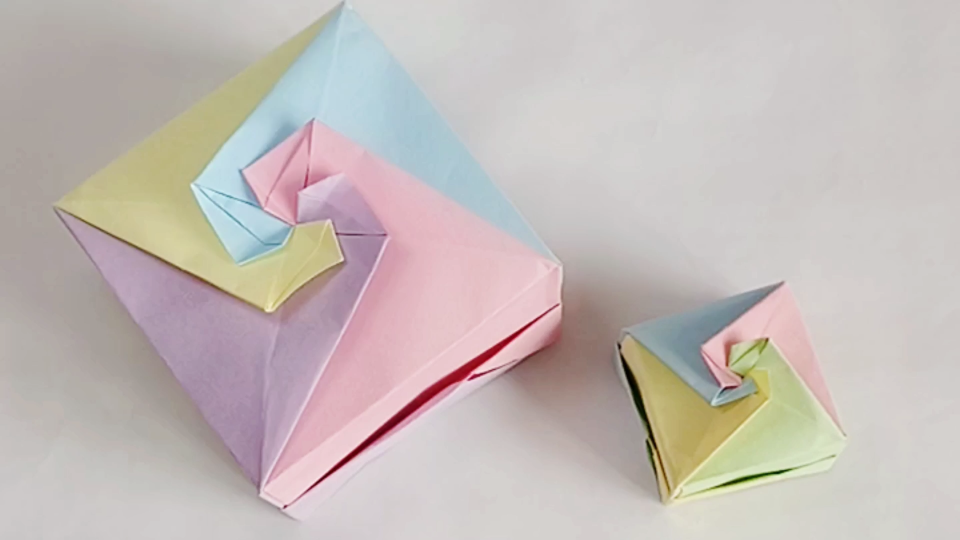 【折纸 】马卡龙色收纳盒