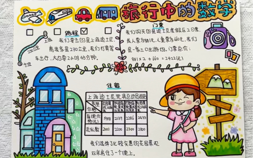 旅行中的数学手抄报