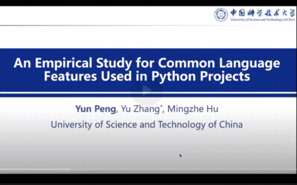 SANER2021An Empirical Study for Common Language Features Used in Python Projects哔哩哔哩bilibili