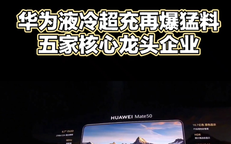 华为液冷超充再爆猛料!5家核心龙头企业有望起飞!哔哩哔哩bilibili