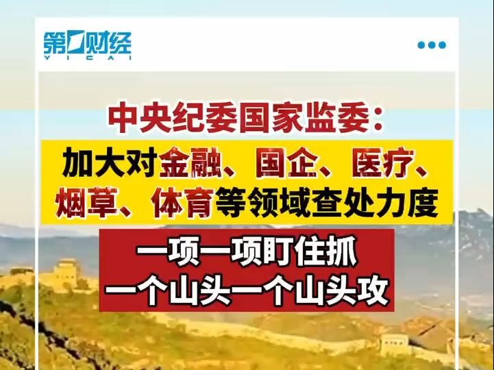 中央纪委国家监委:加大对金融、国企、医疗、烟草、体育等领域查处力度哔哩哔哩bilibili