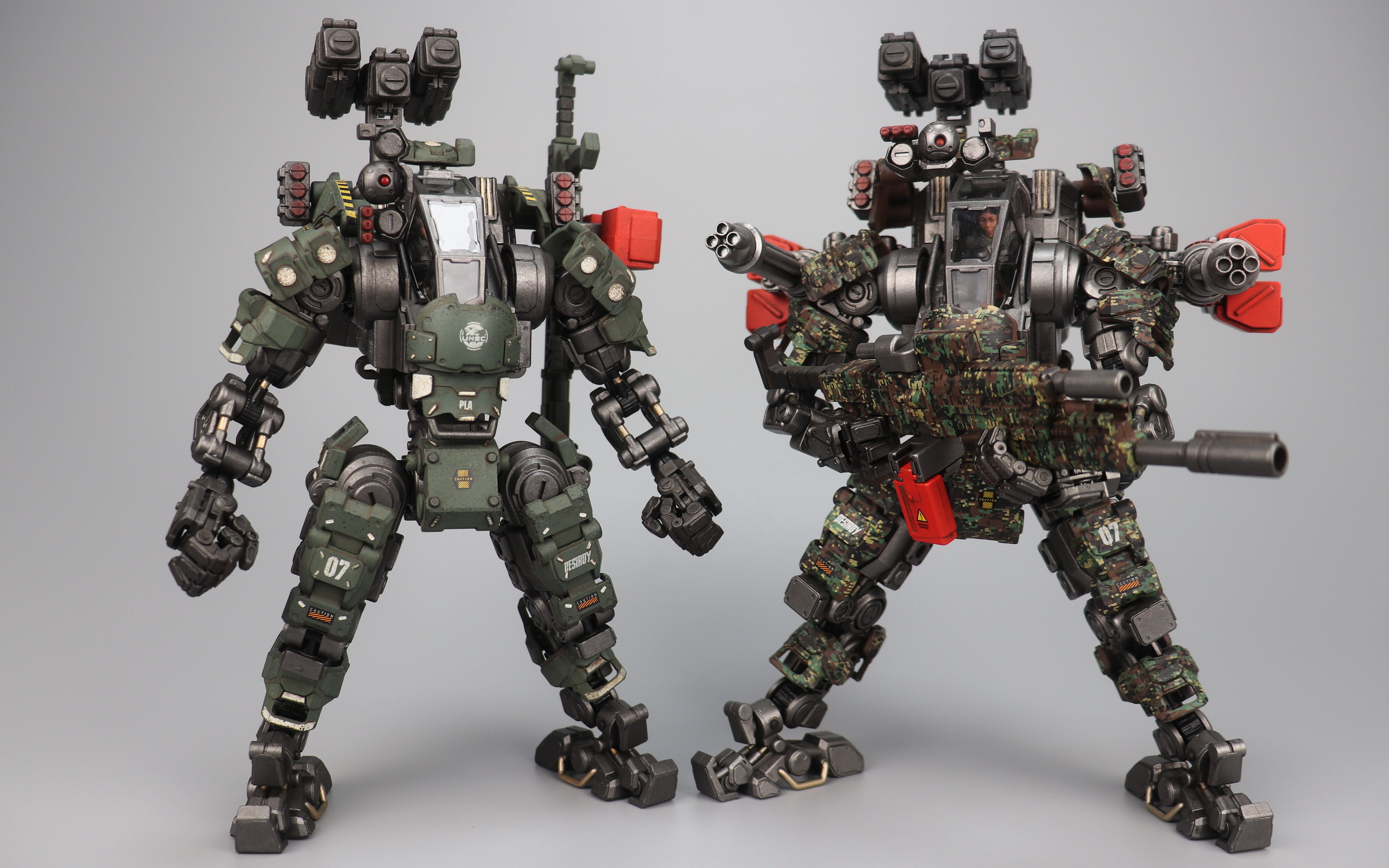 活动作品开盒分享暗源钢骨h07型火力机甲军绿版