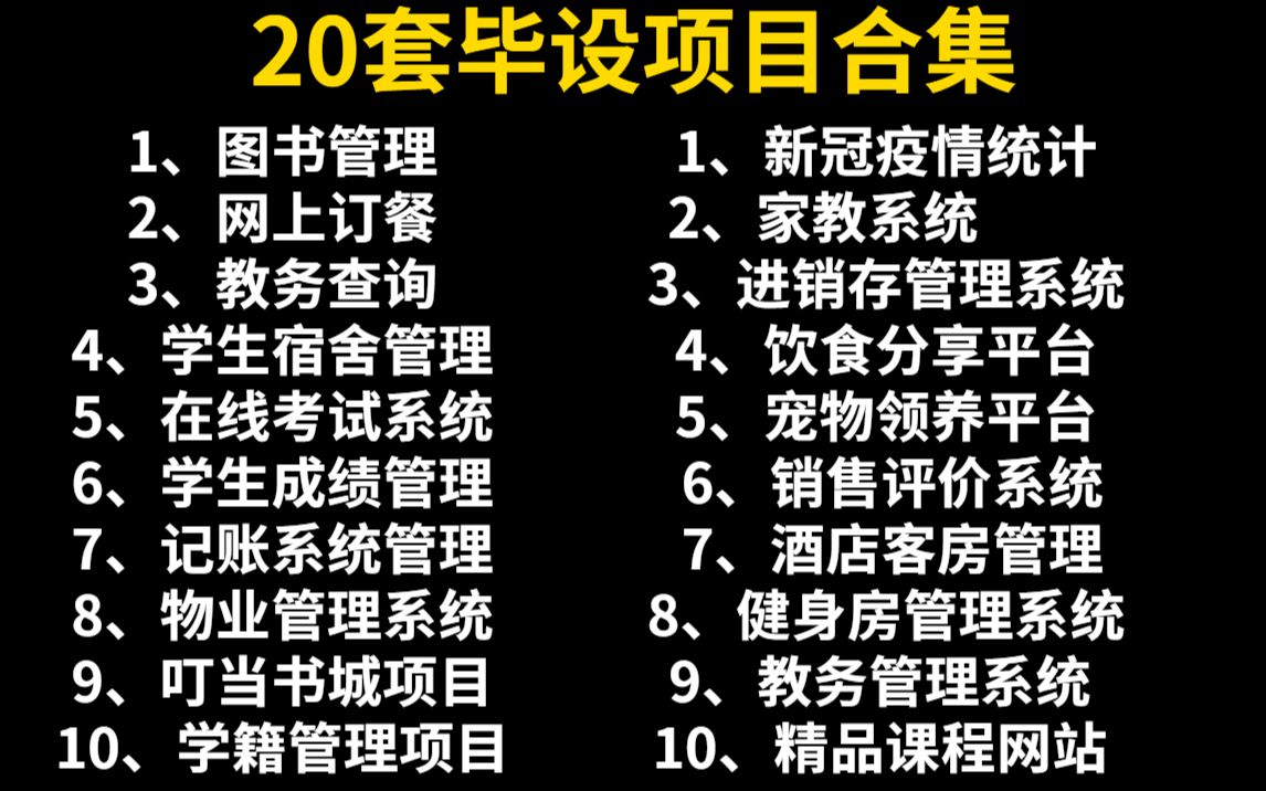 【Java毕设合集】20套毕设系统项目(附源码)任意挑选,白嫖到底!20个Java练手项目手把手教学Java入门Java基础Java项目Java开发哔哩哔哩...