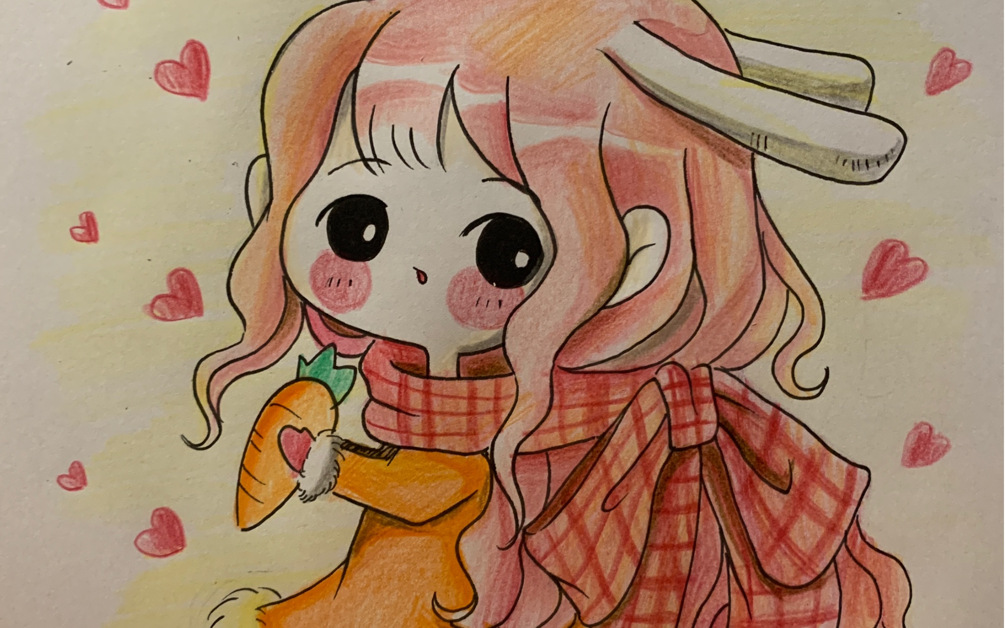 q版兔兔女孩彩铅上色教程