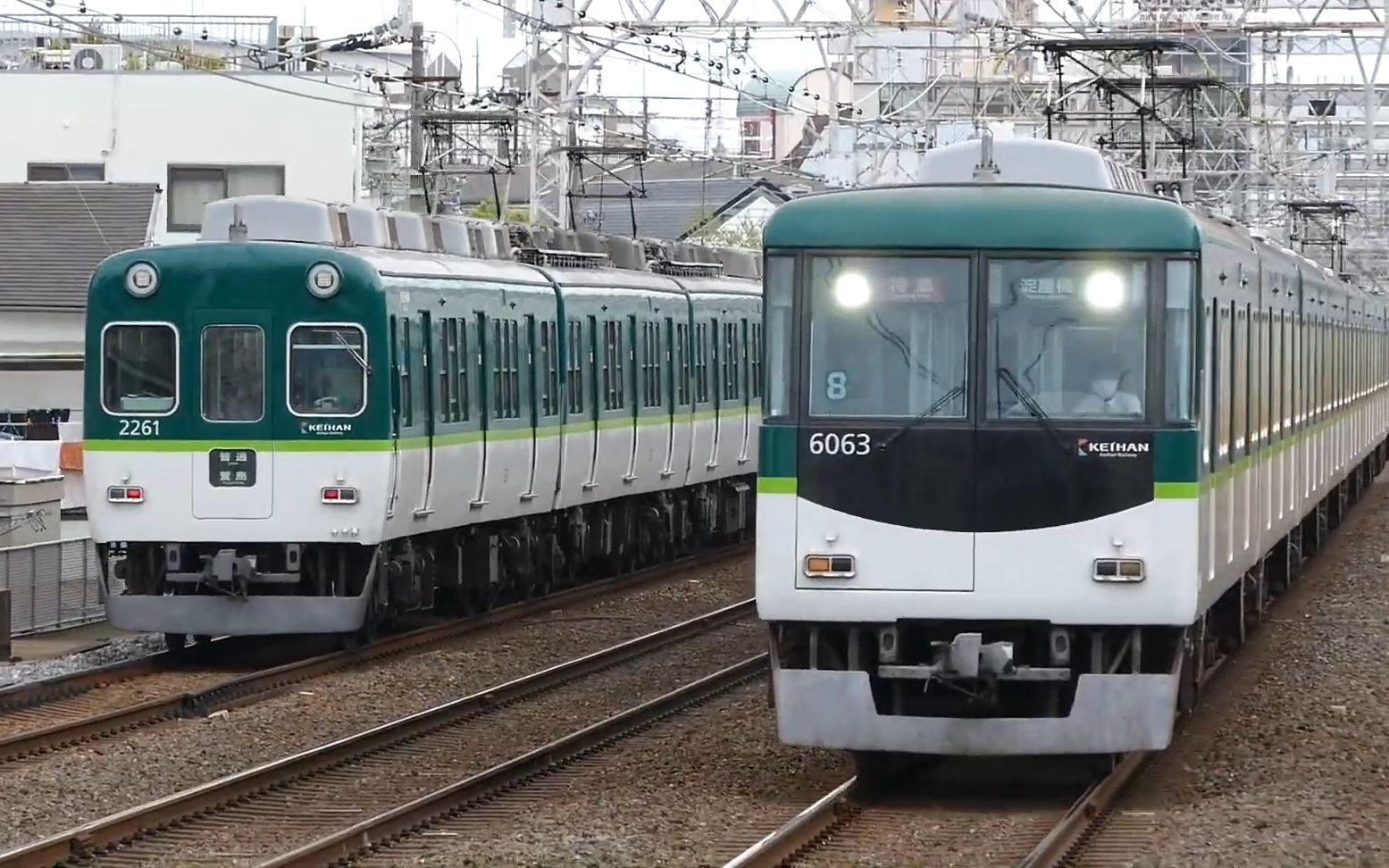 京阪电车森小路站早高峰高速定点观测kkism