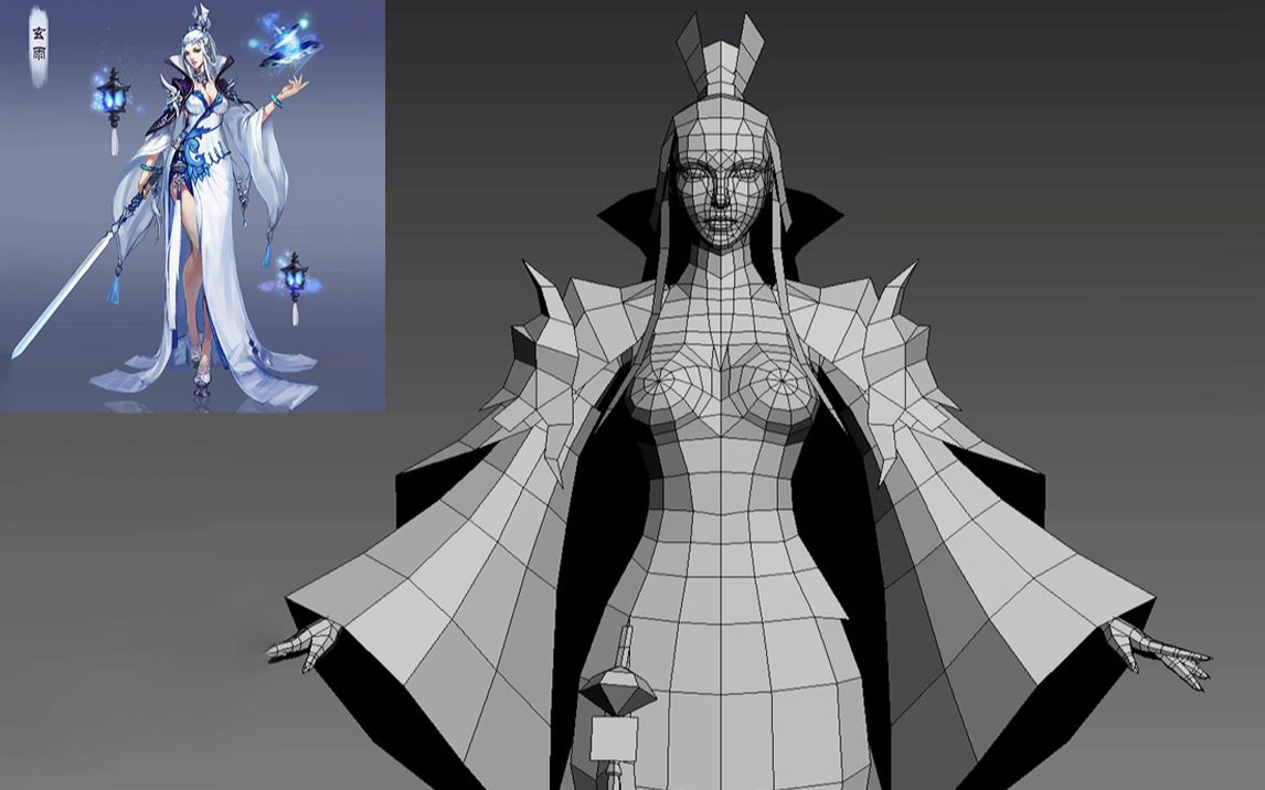 【3dmax人物建模】零基础古风女性角色"玄雨"布线教程,3dmax角色案例