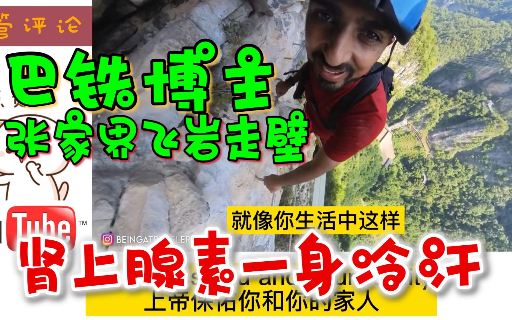 巴铁博主在湖南张家界"飞岩走壁"肾上腺素一身冷汗,评论:我从未见过如此可怕的冒险哔哩哔哩bilibili