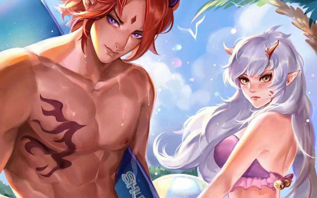 阴阳师酒吞童子茨妹儿的泳装照来袭各位大人多少有点不对劲