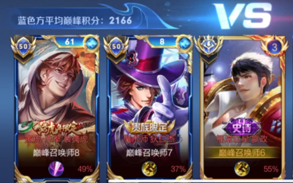 活动作品王者荣耀国服嬴政巅峰赛前500名对局