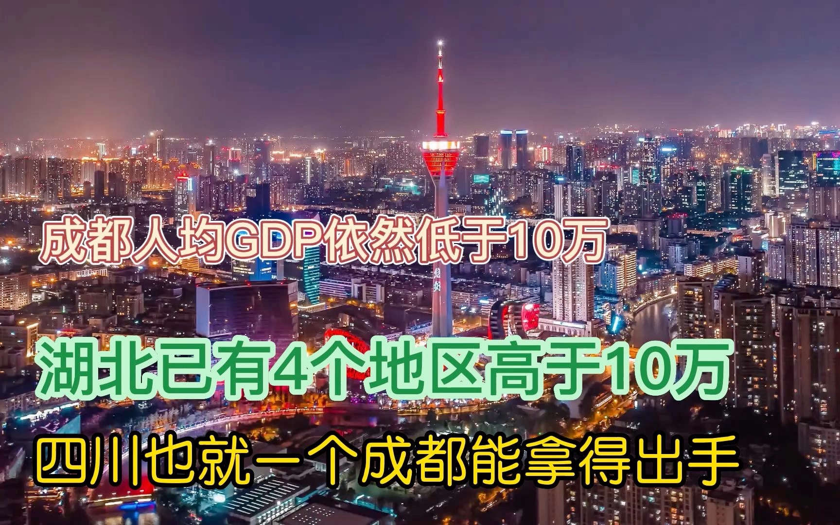 四川就成都拿得出手,但成都人均GDP依然没破10万,不如湖北鄂州哔哩哔哩bilibili