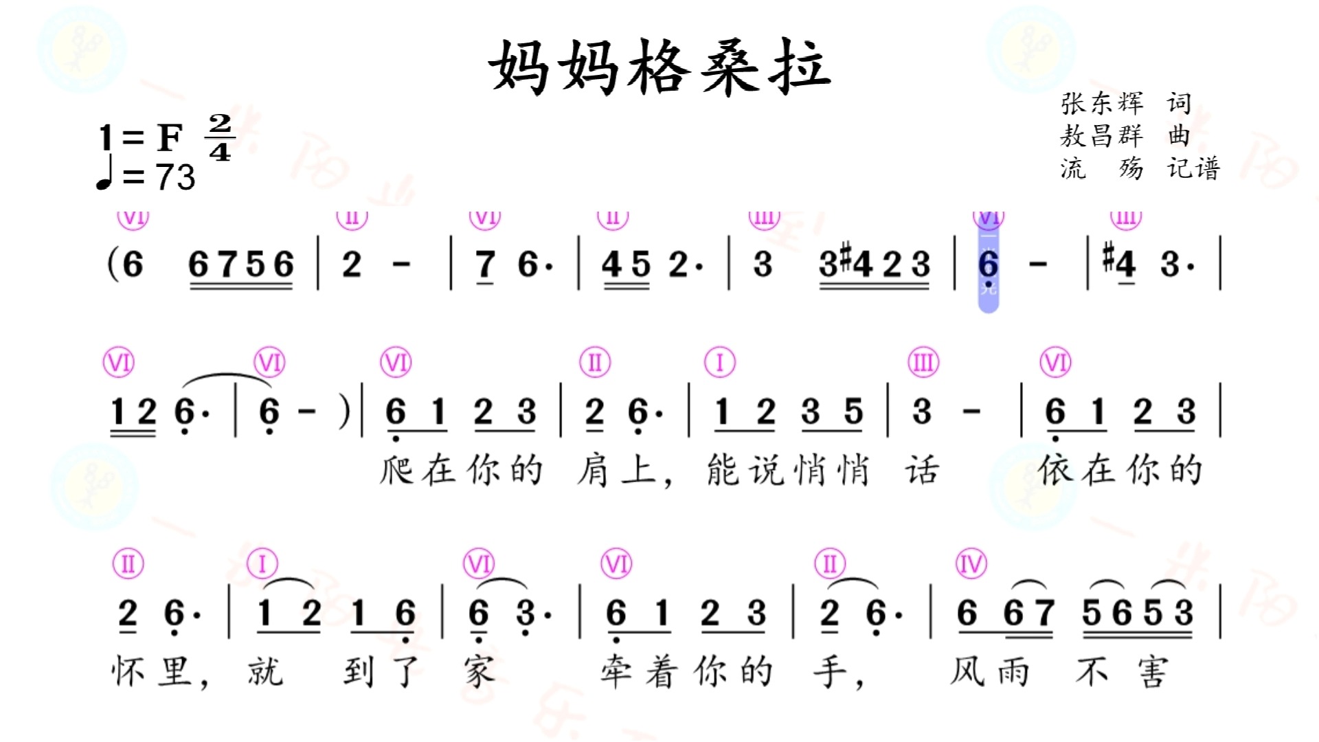 妈妈格桑拉——(原唱)动态简谱哔哩哔哩bilibili