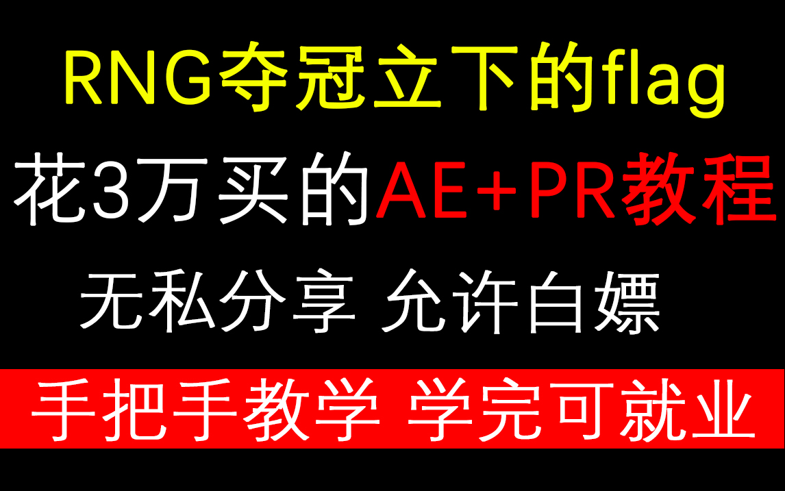 RNG赢了!将自己花了三万买的AE教程PR教程,无私分享给大家!刷完可就业!求支持~哔哩哔哩bilibili