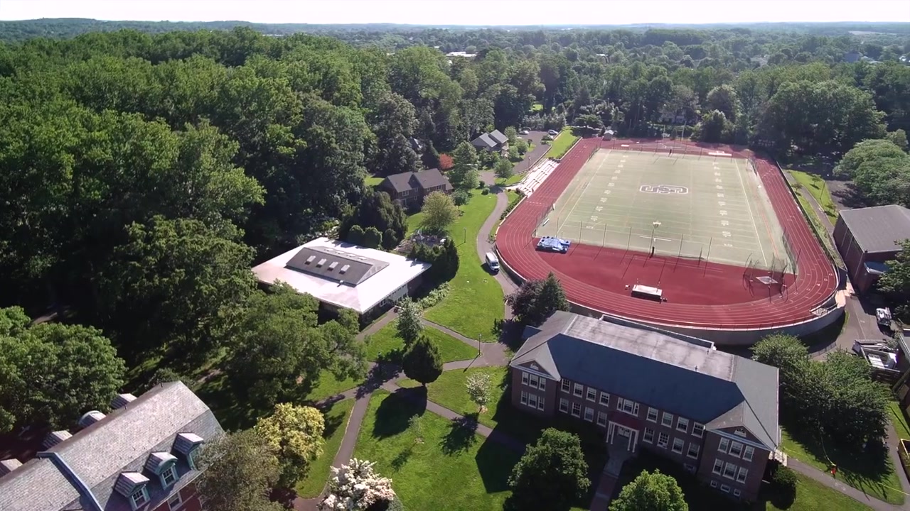 an aerial view of the george school campus