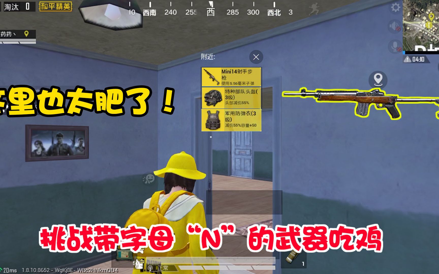 【暴走的小药】和平精英:挑战带字母"n"的武器吃鸡,全网就一把,我太惨