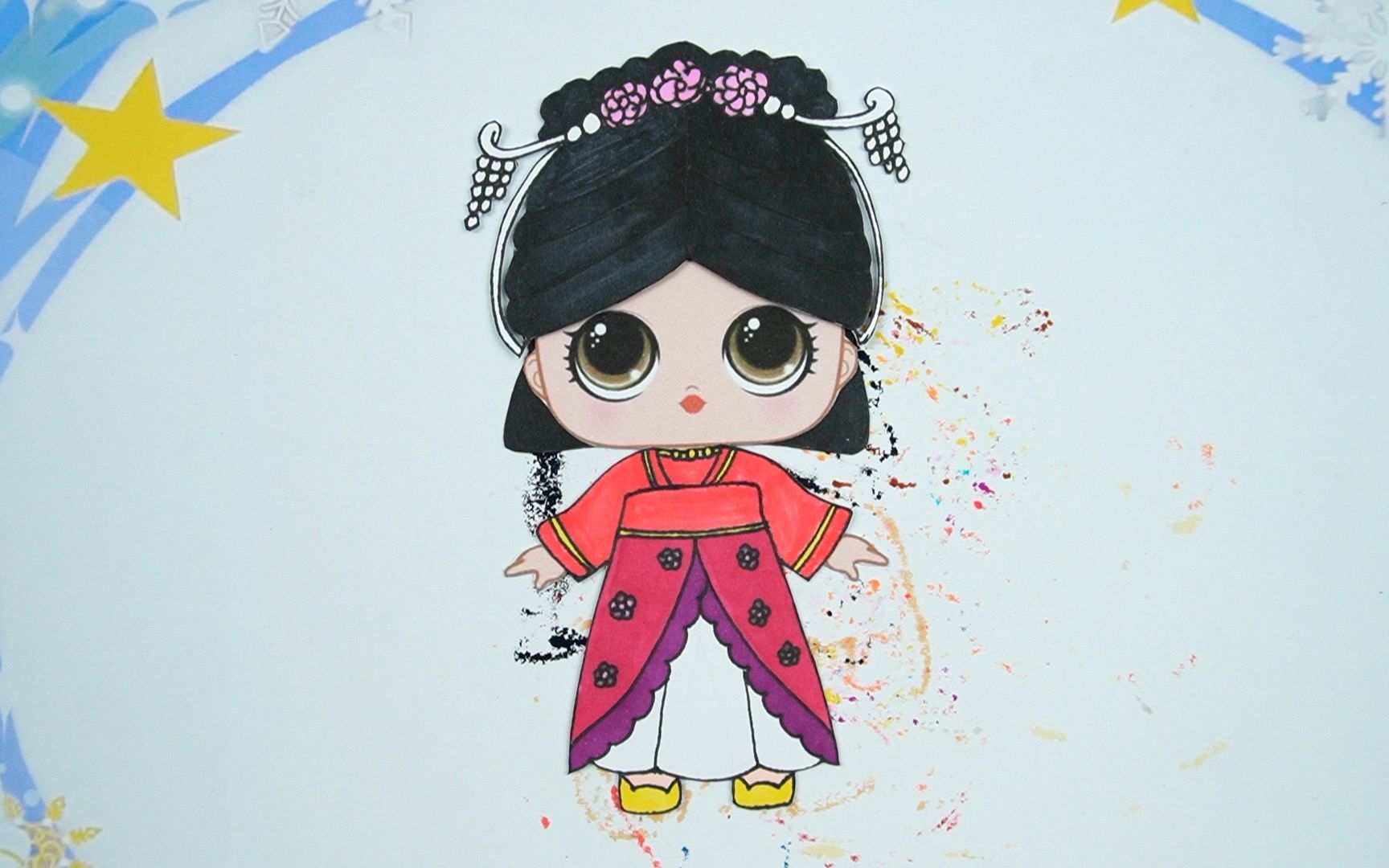 惊喜纸娃娃创意手工卡通女孩千蓉古风连衣裙