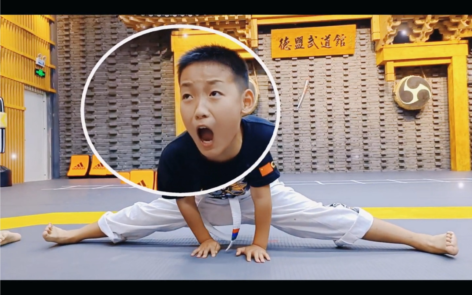 练跆拳道压腿表情包