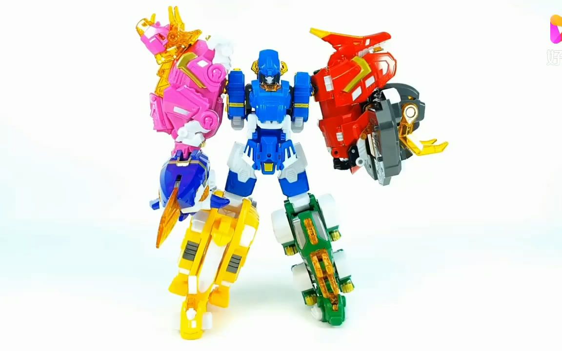 韩国彩色机械恐龙战队 儿童玩具组合展示