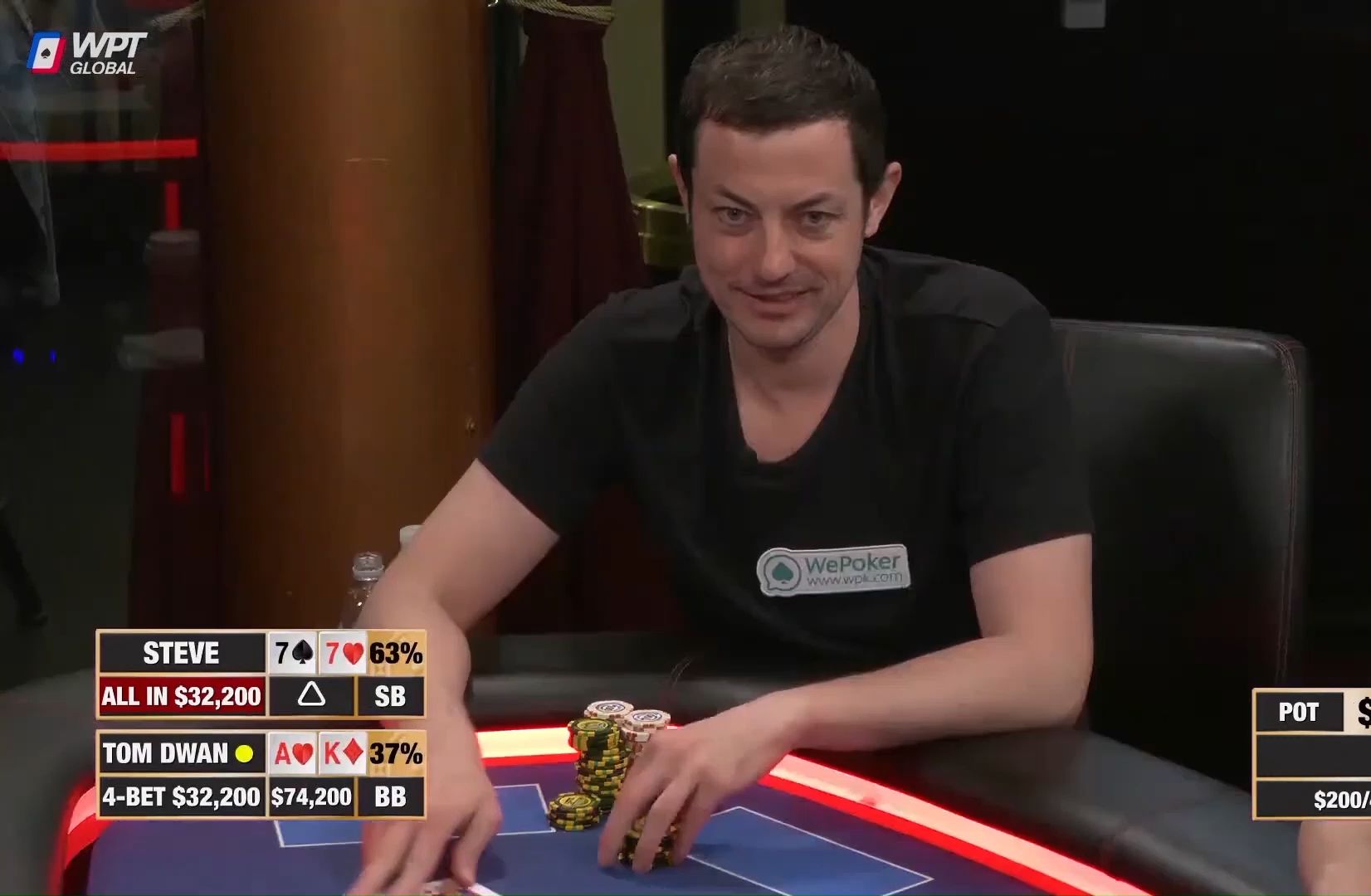 【大鹏德州扑克】毒王拿到ak,秒推allin!