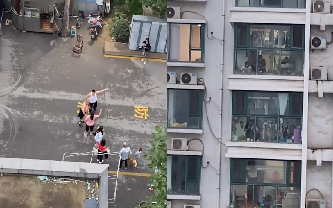 楼下有人吵架女子窗边看热闹,抬头一看对面楼瞬间乐坏:太八卦了