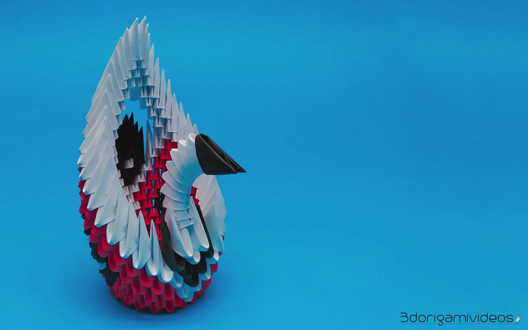 三角插折纸工艺 如何制作3d折纸小天鹅