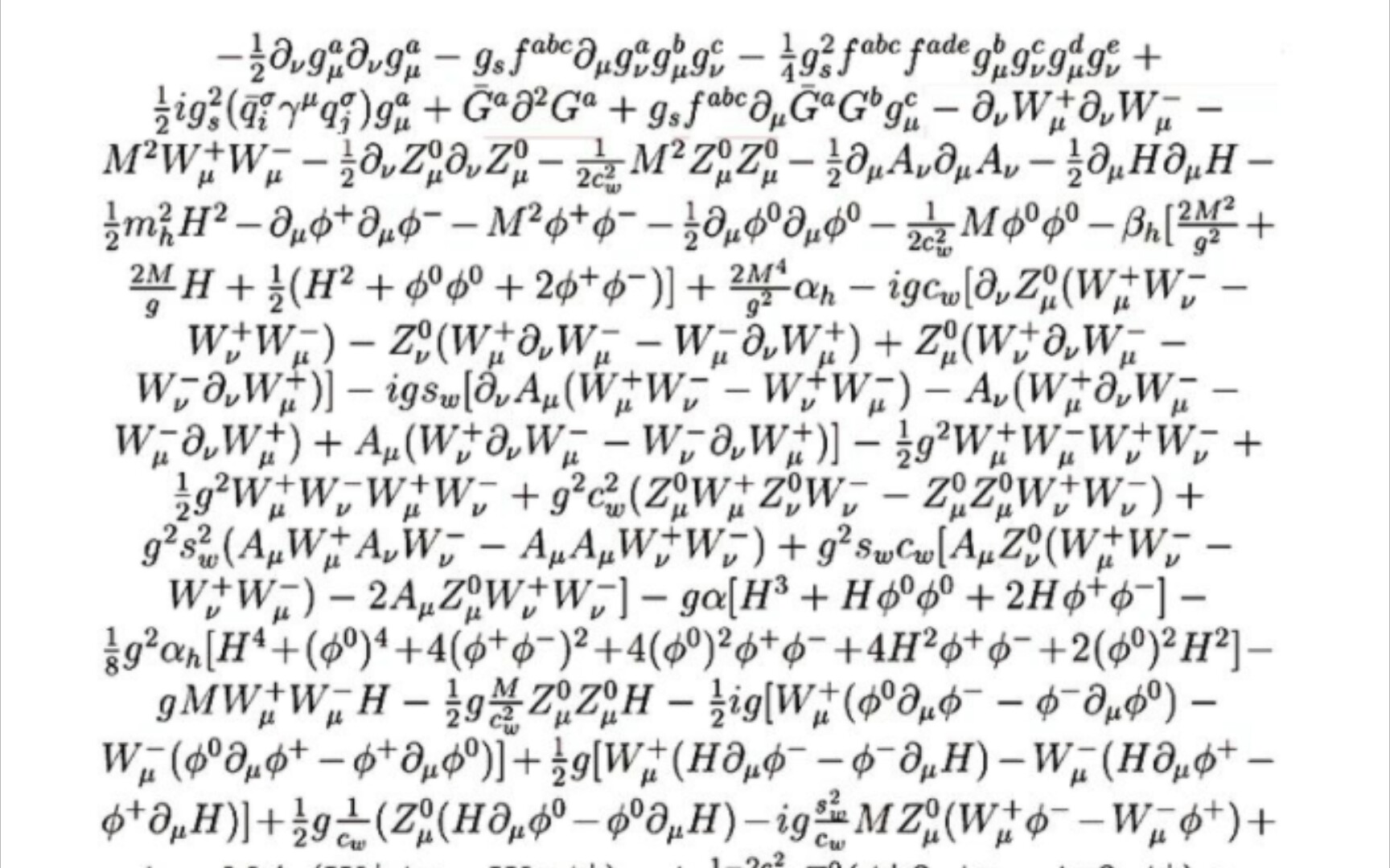 感受到 拉格朗日量标准模型的压迫感