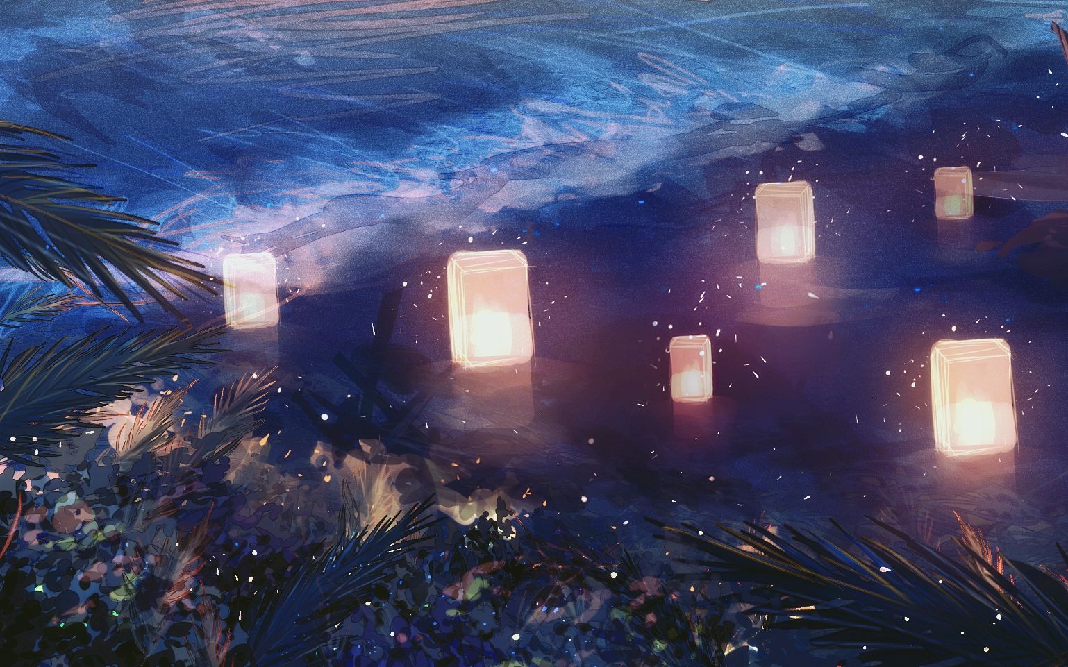 板绘来个特效魔法背景插画