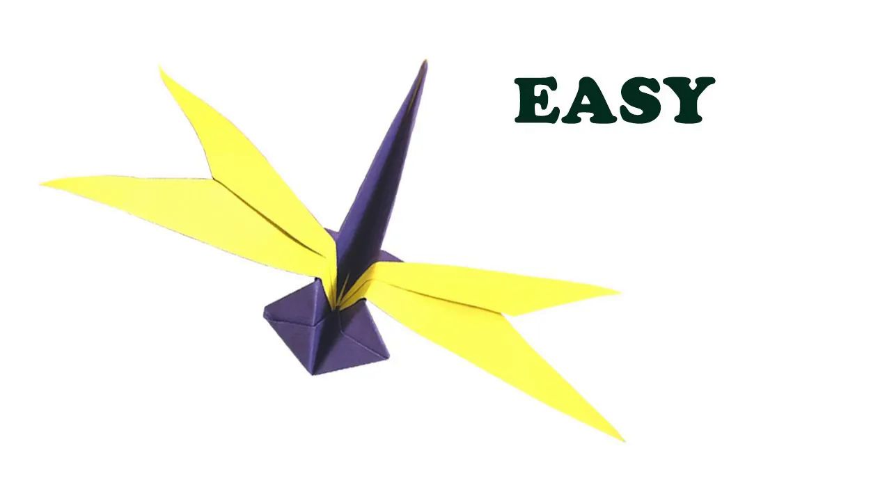 yellow paper origami 蜻蜓折纸教程origami dragonfly