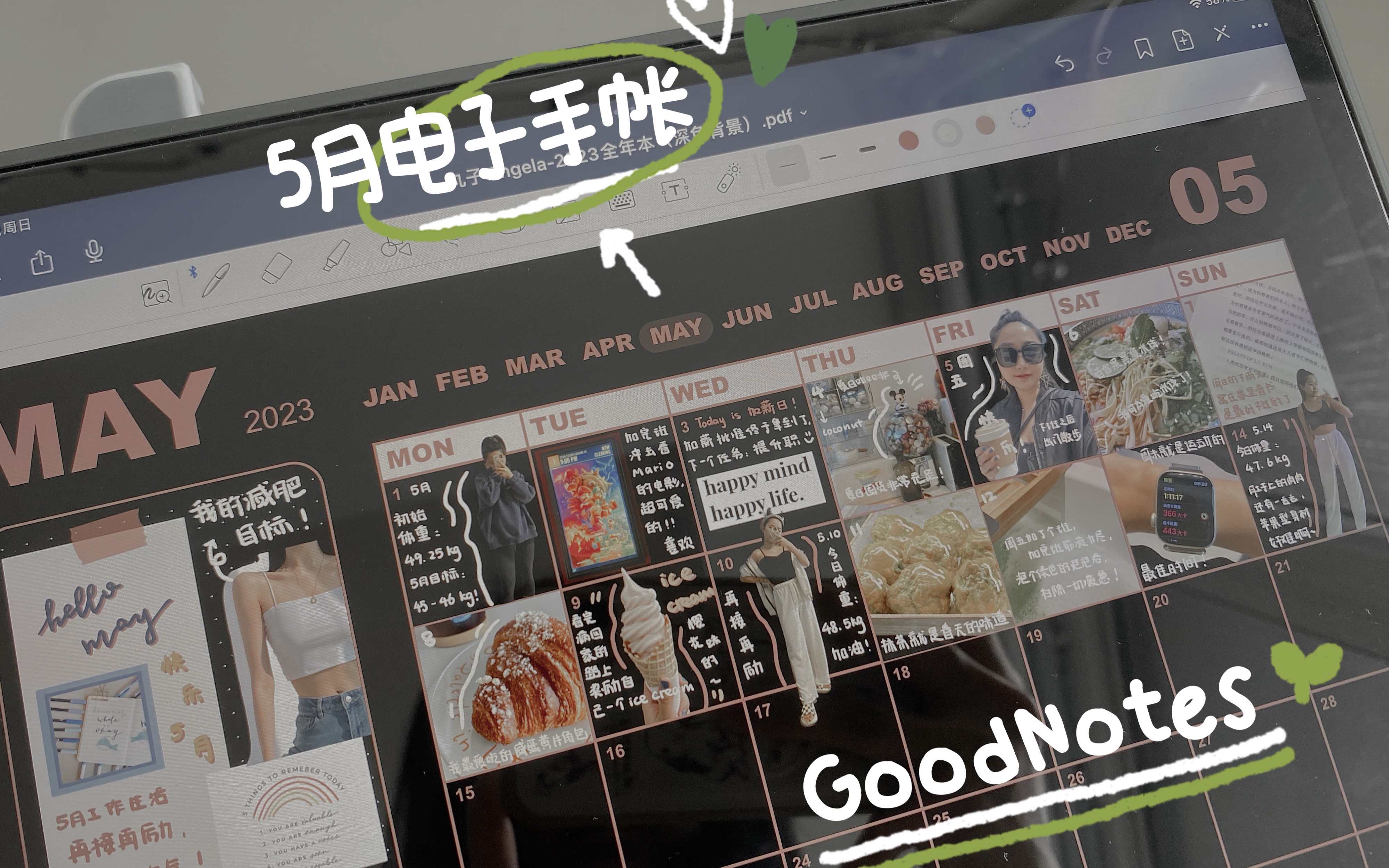 5月沉浸式GoodNotes电子手帐排版分享|5月减肥日记 with iPad哔哩哔哩bilibili