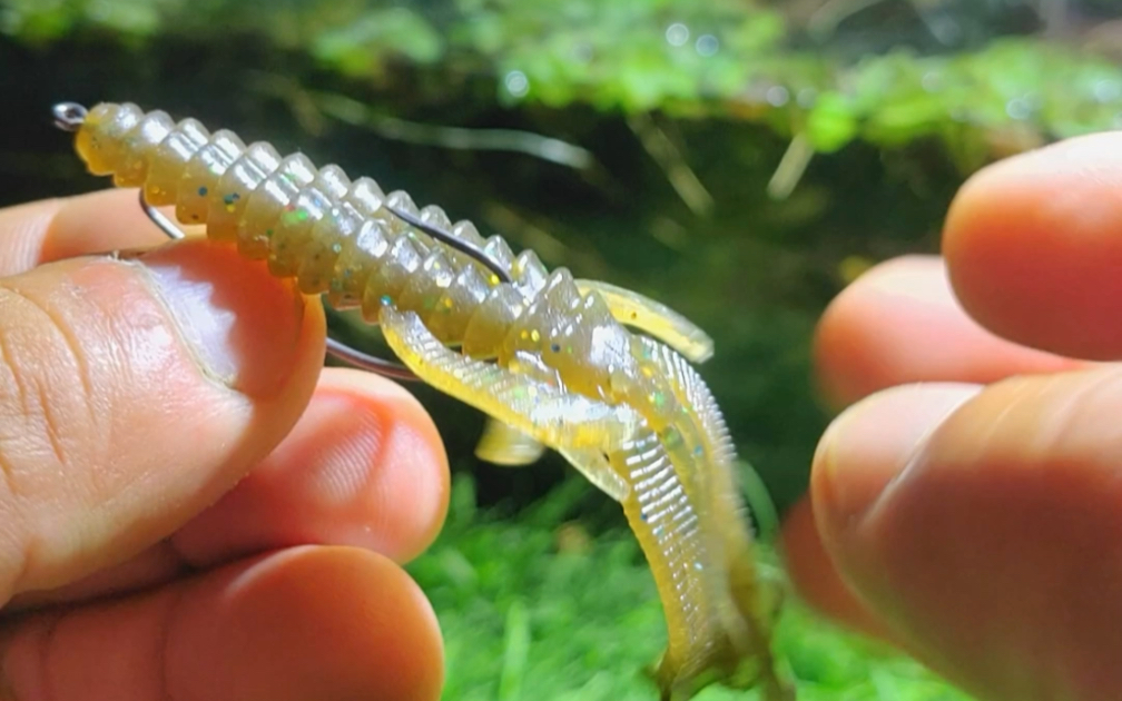 极速路亚的浮水虾配曲柄钩,主攻鲈鱼鳜鱼