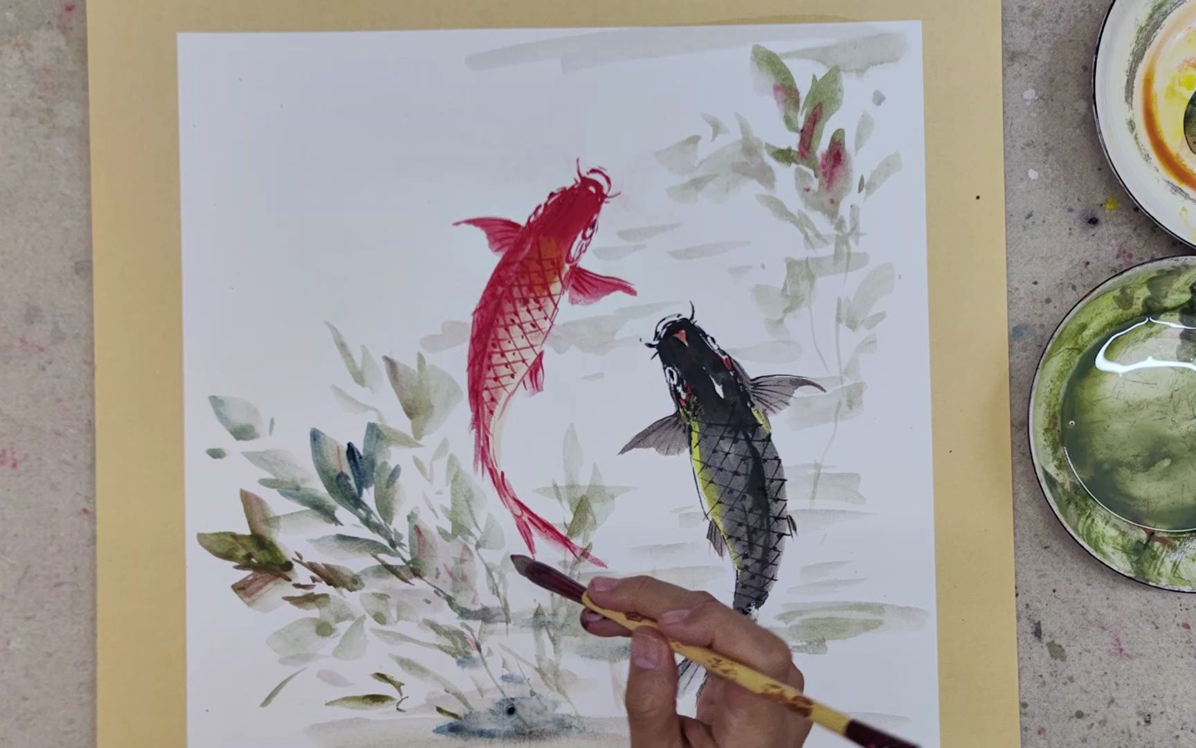 水草的写意画法讲解