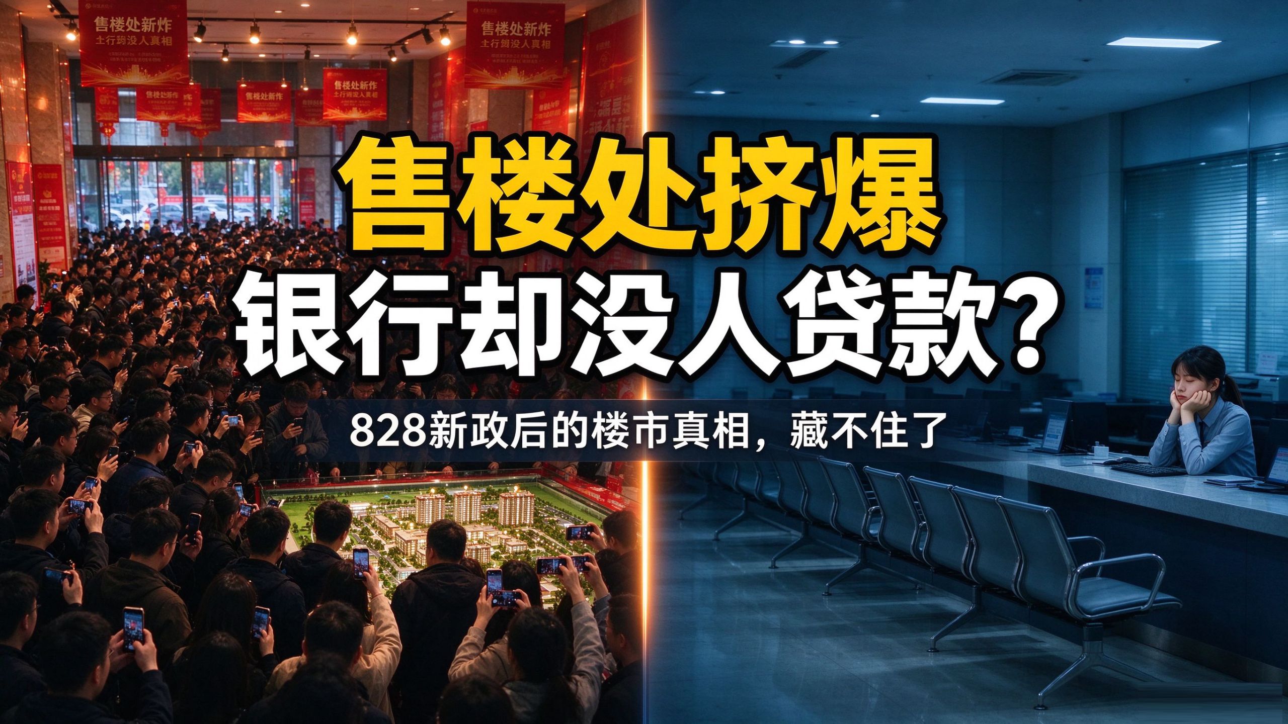 售楼处挤爆，银行却没人贷款？828新政后的楼市真相，藏不住了