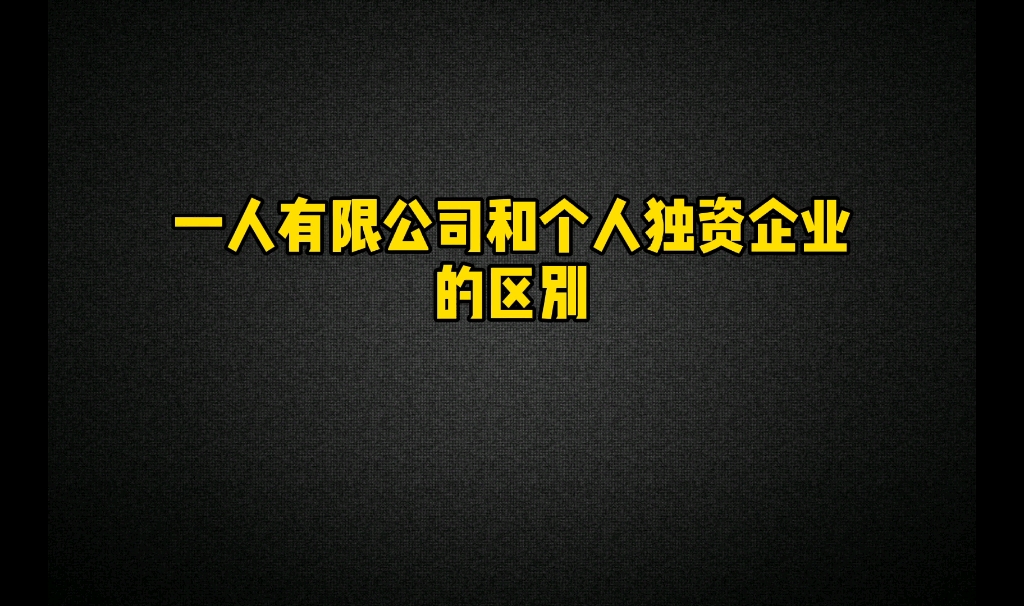 一人有限公司和个人独资企业的区别哔哩哔哩bilibili