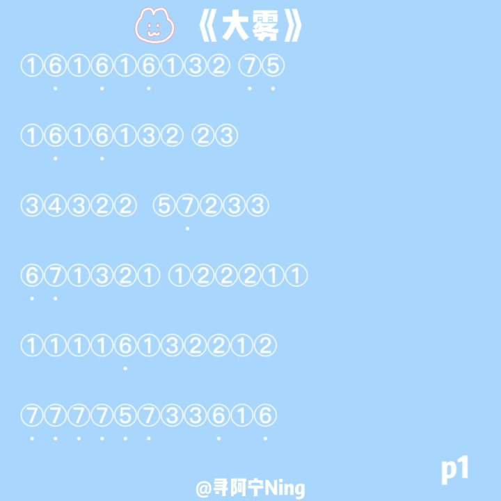 《大雾》数字简谱图片