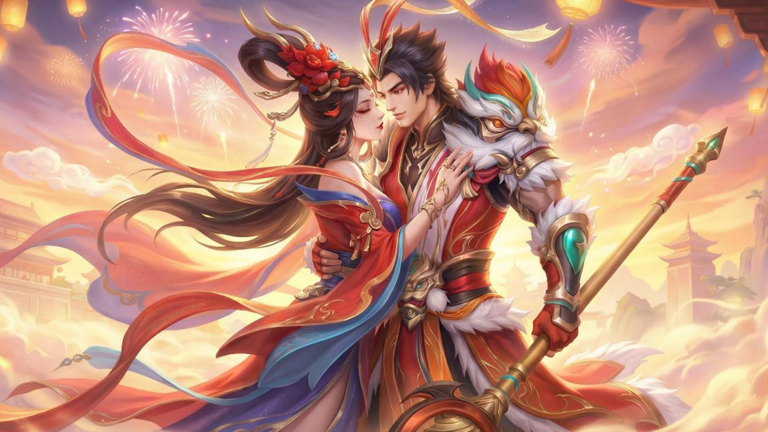 吕布:娘子~貂蝉:嗯哈~吕布舞狮寰&貂蝉神骥聚万邦#王者荣耀同人 #cp