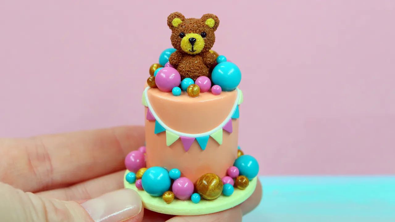 【sweetminidollhouse】泰迪熊蛋糕粘土制作教程cute cake with teddy