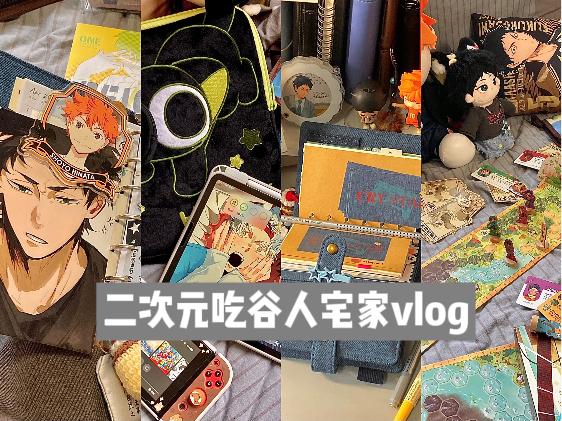 二次元宅女宅家vlog*小排球谷子/桌游/手帐分享/贴纸文具/switch配件/炉石酒馆哔哩哔哩bilibili